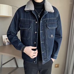 Men's Jackets Men Blue Winter Jean Outerwear Warm Denim Coats Large Size Wool Liner Thicker M-4XL