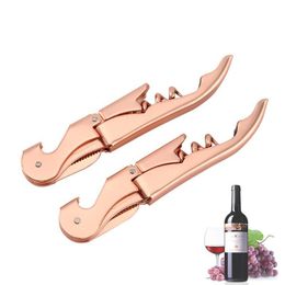 Non-slip Handle Red Wine Opener Stainless Steel Corkscrew Knife Pulltap Double Hinged Beer Bottle Opener Kitchen Bar Tool Gift RRE14897