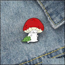 Pins Brooches Cat Face Mushroom Enamel Pins Custom Animal Plant Brooch Bag Clothes Lapel Pin Badge Cartoon Jewellery Gift For Kids Fr Dhqzx