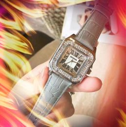Top Brand quartz fashion women time clock watches 36mm auto date square diamonds roman dial designer watch wholesale female gifts chain wristwatch