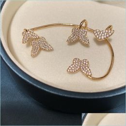 Ear Cuff Pretty Diamond 3D Butterfly Earcuff Fashion Luxury Designer Cuff Earrings For Woman Girls Gold Gift Box 1236 B3 Drop Delive Dhkxa