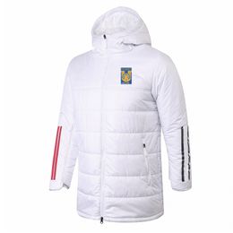 Tigres UANL Men's Down Parkas winter pre-match hooded coat winter cotton coat full zipper leisure sport outdoor warm sweatshirt