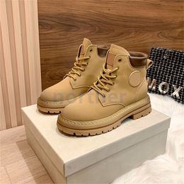 New Designer Boot Leather Boots Platform Booties Casual Sneakers Shoes Grey Yellow Luxury Womens Jc Normancho Lace-Up Size 35-41