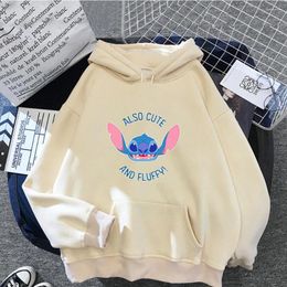 Sweatshirts Women's Hoodies Women Lilo & Stitch Flower Cartoons Pullover Kawaii Casual Clothes Unisex Hooded Sweatshirts Harajuku Aesthetic To