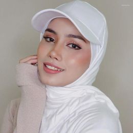 Ball Caps Ramadan Muslim Fashion Baseball With Scarf Hijab Shawl Solid Color Bandana Turban Bonnet Women Cycling Hiking Hat