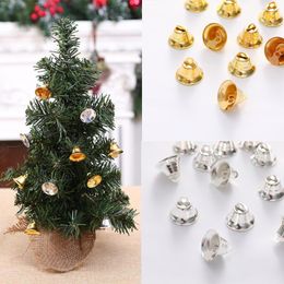 Party Supplies 10pcs 2cm Mini Gold Silver Jingle Bells Christmas Tree Decoration DIY Hanging Ornament Xmas Year Decors Handmade Bell Crafts