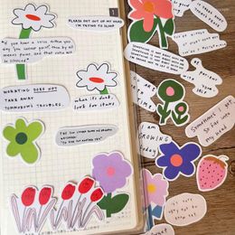 Gift Wrap Creative English Short Sentences Flower Stickers DIY Scrapbook Bottom Collage Mobile Diary Happy Plan Seal Decoration