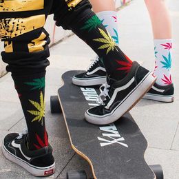 Men's Socks Unisex fashion high quality hip hop weed socks street fashion skateboarding trend long socks happy Colourful cotton men sock T221011