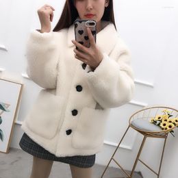 Women's Fur Natural Wool Coat Winter Warm Sheep Shearing Short