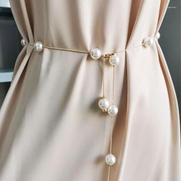 Belts Ladies Adjustable Pearl Chain Belt Fashion Women Design Simple Style Decor Dress Thin Skinny Waist 209Belts BeltsBelts