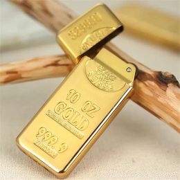 Lighters Cigarette Accessories Fashion Gold Bar Torch Shape Butane Gas Wheel Metal Lighter Inventory Wholesale