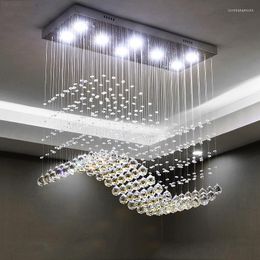 Chandeliers Rectangle Crystal Lamp Dining Room Chandelier Individuality Brief Light Modern Bar Counter For Home Restaurant Lighting