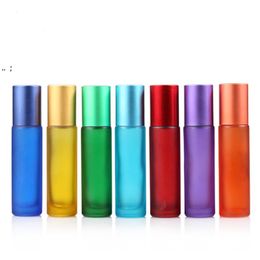 Blue Green Pink Black Amber Mini 10ml ROLL ON GLASS BOTTLE For Fragrances Stainless Steel Roller Ball GCB16198