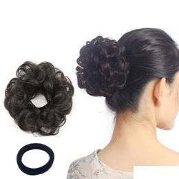 Chignones humanos Curly Wavy Updo Hair Bun Extensions Donut Scrunchy Ca￱as Natural for Women Kids Ponytail Drop entrega 2021 Prod Dh5mf