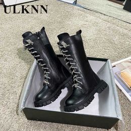 Boots Children Knee-high Boot 2022 Girl Students Fashion Canister Shoes Winter -colored Flat Antiskid Shoe Y2210