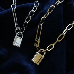 Pendant Necklaces Clavicle Chain With Lock Necklace For Women Padlock High Quality Titanium Steel Plated 18K Gold Choker Fashion Jewelry