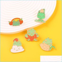 Pins Brooches Enamel Brooches Pin And Badges Cartoon Animal Frog Cloud Stberry Pattern Girls Jewelry Clothes Bags Accessories 1 8Qs Dhahn