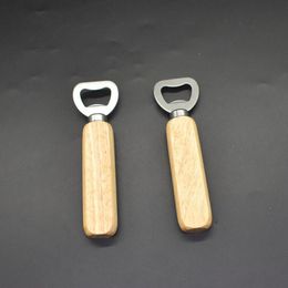 Classic Wood Handle Beer Bottle Opener Stainless Steel Real Wood Strong Kitchen Tool Wooden RRB16233