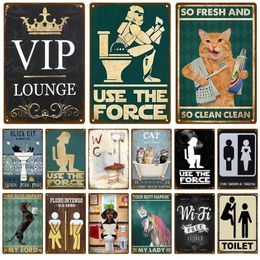 Vintage Metal Signs Painting Home Funny Decor Toilet Tin Sign WC Lavatory Toilettes Wall Art Bathroom Restroom Wall Decoration Pub