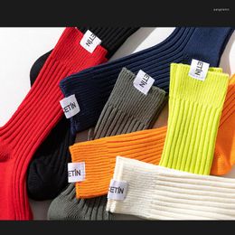 Men's Socks Cool Trendy Men's With The Same Paragraph Tube Solid Color Series Thick Needle Tide Thicker Loose Outdoor Sock