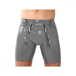 Underpants Latex Rubber Gummi Smoky Grey Sport Pants With Zipper Size XXS-XXL