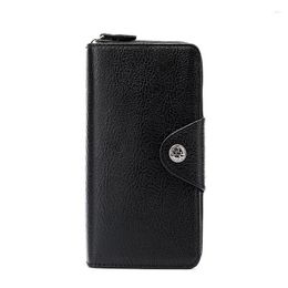Wallets Business Men Long High Quality Real Cowhide Card Holder Male Purse Hasp And Zipper Large Capacity Genuine Leather Wallet