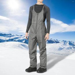 Skiing Pants 40# Ski Jumpsuit Men Women Bib Men's Solid Colour Pocket Suspenders Trousers Windproof Waterproof