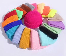 Beanie Winter Knitted Hats Plain Blank Hip Hop Skull Caps Candy Colour Sports Windproof Warm Knit Headgear Outdoor Wool Ear Protection Crochet Skullies Cap BC105