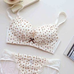 Skin-Friendly Polka-Ddot Lace a push up bra for Girls with Anti-Sagging Support and Small Chest Cushion - T220907