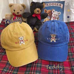 Ball Caps 6 Colours Bear Vintage Feel Women's Girl's Baseball Hat Cap Washed Old Cute