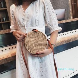 Evening Bags Roud Box Rattan For Women Handmade Woven Straw Shoulder Wicker Crossbyody Bag Summer Beach Bohemia Bali Purse