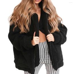 Women's Fur 2022 Fashion Elegant Faux Coat Women Autumn Winter Warm Soft Zipper Jacket Female Plush Overcoat Casual Outerwear