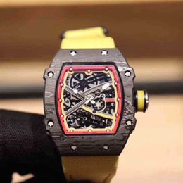 Erkek Richardmill İzle lüks mekanik iş eğlence rms tam otomatik karbon fiber bez band moda İsviçre hareketi kol saat