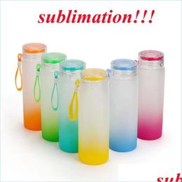 Tumblers Tumblers Sublimation Water Bottle 500Ml Frosted Glass Bottles Gradient Blank Tumbler Drinkware Cup Drop Delivery 2022 Home G Dhyak
