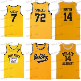 Movie Basketball Jersey Jugoplastika Split Pop 7 Toni Kukoc Bad Boy Big 72 Biggie Smalls The Fresh Prince Academy 14 Will Smith Yellow Mens Stitched Jerseys Mesh