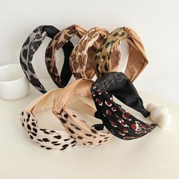 Women Girls Satin Leopard Knot Cross Hairband Headband Hair Hoop Femme Hair Accessories