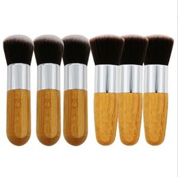 Wholesale Bamboo Foundation Brush Powder Concealer Blush Liquid Foundation Blush Angled Flat Top Base Liquid Cosmetics FY5572 b1012