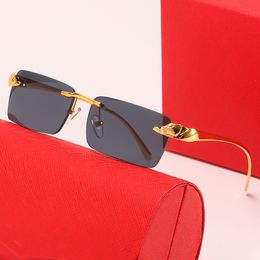 mens designer sunglasses womens sunglasses Sunshade eyeglasses Leopard Head Composite Metal Rimless Optical Classic Rectangle Square Gold glasses sunglass