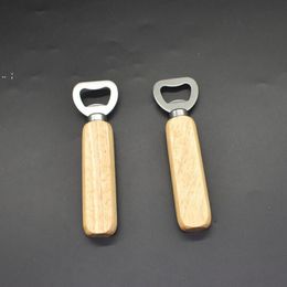 Classic Wood Handle Beer Bottle Opener Stainless Steel Real Wood Strong Kitchen Tool Wooden GCB16233