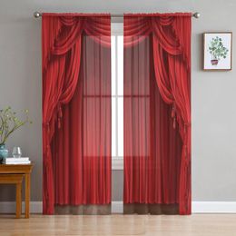 Curtain Red Stage Art Modern Tulle Sheer Curtains For Living Room Bedroom The Kitchen Voile Organza Decoration