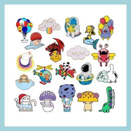 Pins Brooches Customized Cartoon Animal Hard Enamel Pins Badge Funny Fashion Women Cute Backs Clothes Jewelry Cloud Astronaut Metal Dhucg