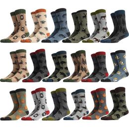 Men's Socks Peonfly Happy Men Socks Funny Cartoon Forest Animal Creative Design Pattern Sokken Wedding Gift Combed Cotton Breathable Dress T221011