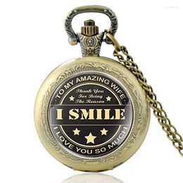 Pocket Watches Classic TO MY WIFE HUSBAND Quartz Glass Dome Watch Metal Long Chain Necklace Pendant Jewellery Anniversary Gift