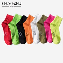 Men's Socks CHAOZHU Men Fashion Socks Rib Ankle Length Spring Autumn Cotton Bright Colors Words Printing Trendy Cool Boys Young Socks Casual T221011