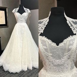 2023 Gorgeous Vintage Lace Wedding Dresses Bridal Gown Applique A Line Cap Sleeves Bateau Neckline Floor Length Plus Size Custom Made Vestido De Novia 401 401