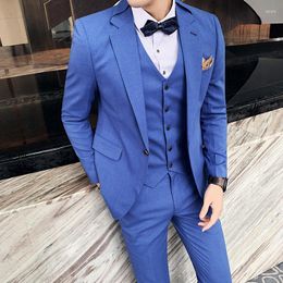 Men's Suits 3 Piece Set Men's Top Quality C Otton Business Suits/Male Groom's Wedding Dress Luxury Tuxedo Leisure Blazers Jacket