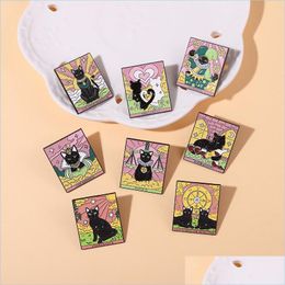 Pins Brooches Enamel Pin Brooches Luxury Tarot Black Cat Cute Badge Clothing Accessories Fashion Jewellery Cartoon Brooch Vintage Who Dh1P7