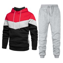 Men's Tracksuits New Brand Colour Stitching Hoodie Suit Sportswear Casual Two Piece Sets Sports Jogging Autumn Winter G221011