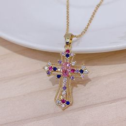 ins retro punk cross personality pendant necklace men and women niche light luxury design sense titanium steel clavicle chain