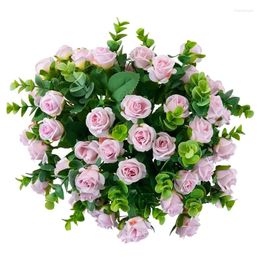 Decorative Flowers 3 Pack Artificial Fake Silk Rose For Decoration Faux Flower Bouquet DIY Vase Home Wedding Party